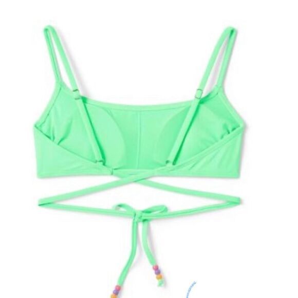 Wild Fable Beaded Wrap Bralette Bikini Top Bright Mint Green Size Large NWT - Picture 9 of 9